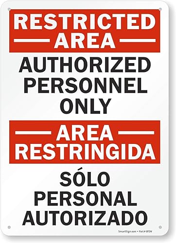 SmartSign Etiqueta "Área restringida - Solo personal autorizado"  Vinilo laminado de 7 x 10 pulgadas (paquete de 2)