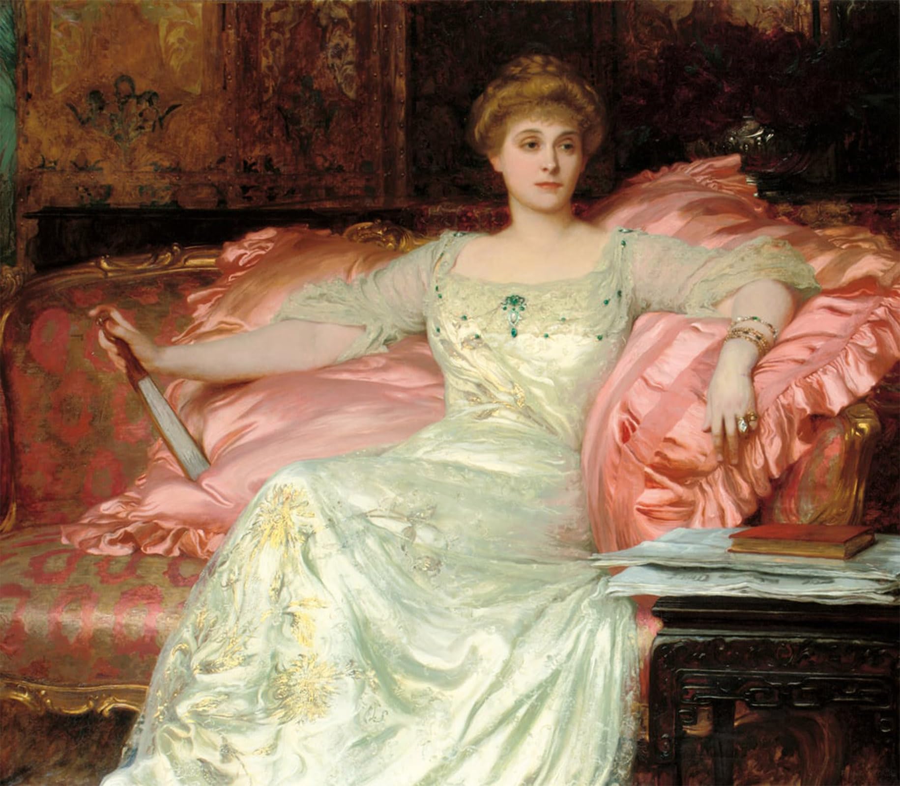 ARTXLXXBN Famous Print Painting Colorful Art Print Portrait of Mrs W K D by Frank Dicksee Canvas Art Decorations for Home Decor 60x90cm
