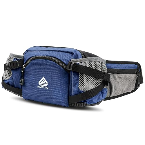 HTZPLOO Fanny Pack with Bottle Holder (Dark Blue)