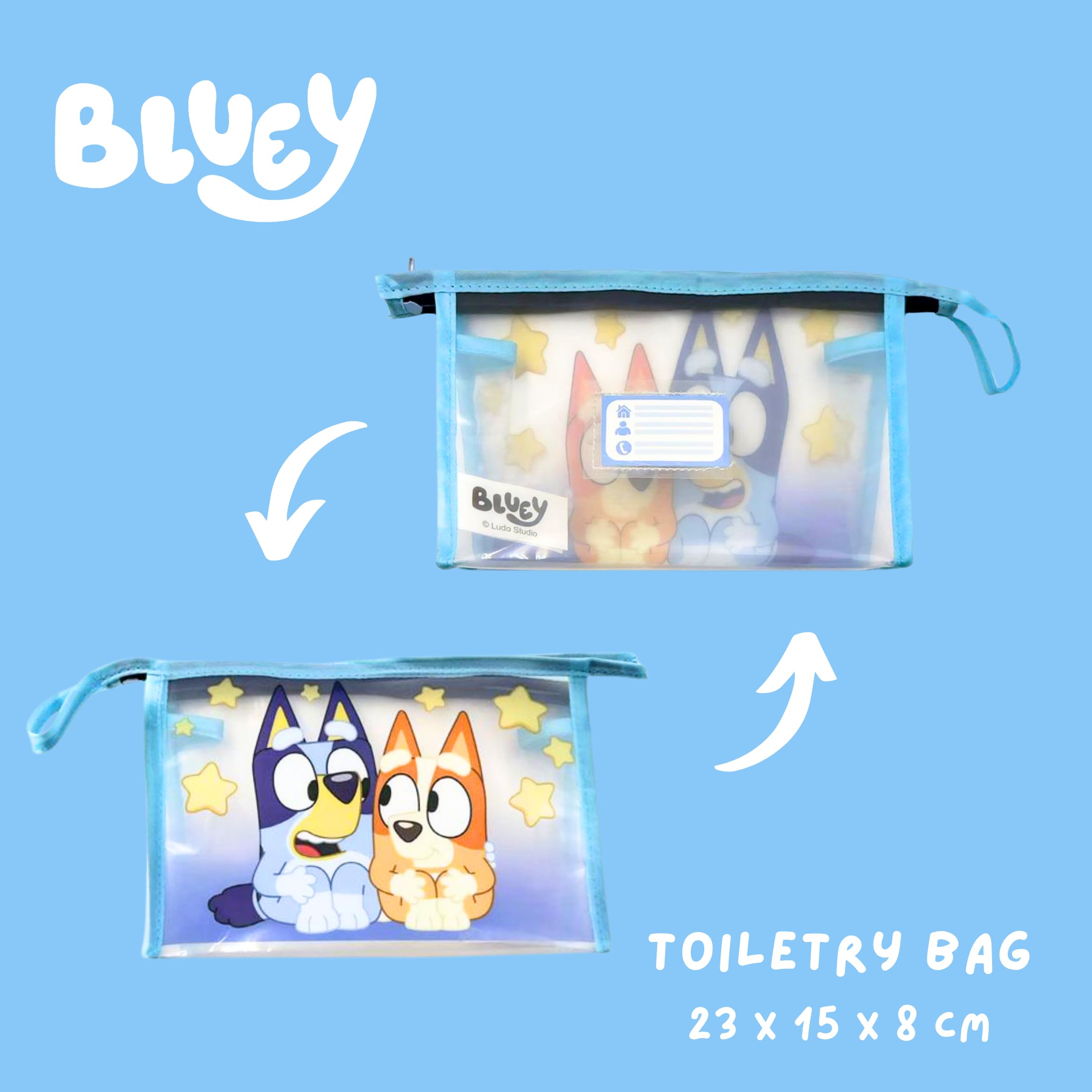 Bluey Borsa da Toilette per Bambini con Spazzola e Asciugamano