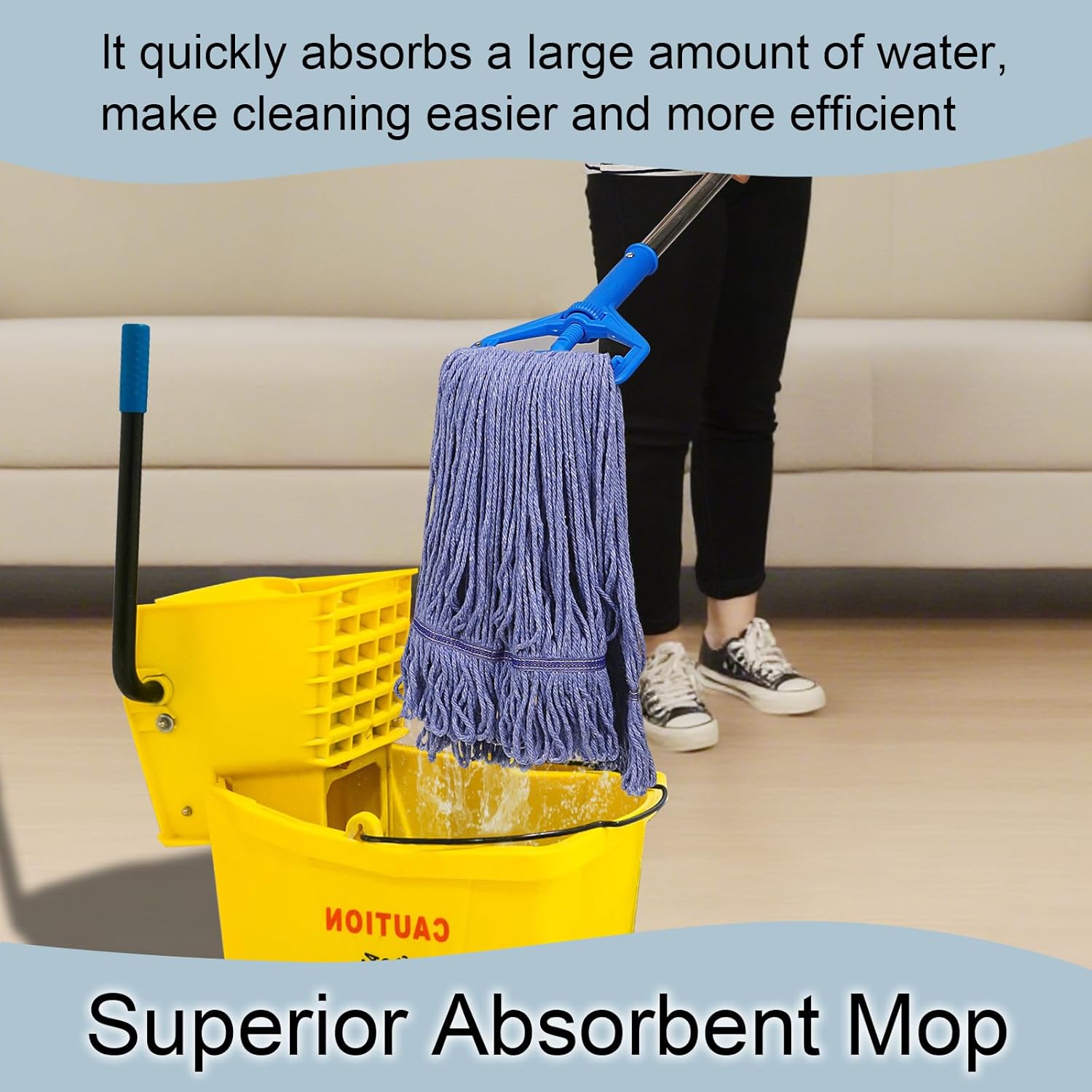 JERIA 16 Pack Heavy Duty Mop Head Replacements,String Mop Head for Commercial,Used for Home,Office and Kitchen,Washable,Reusable Mop