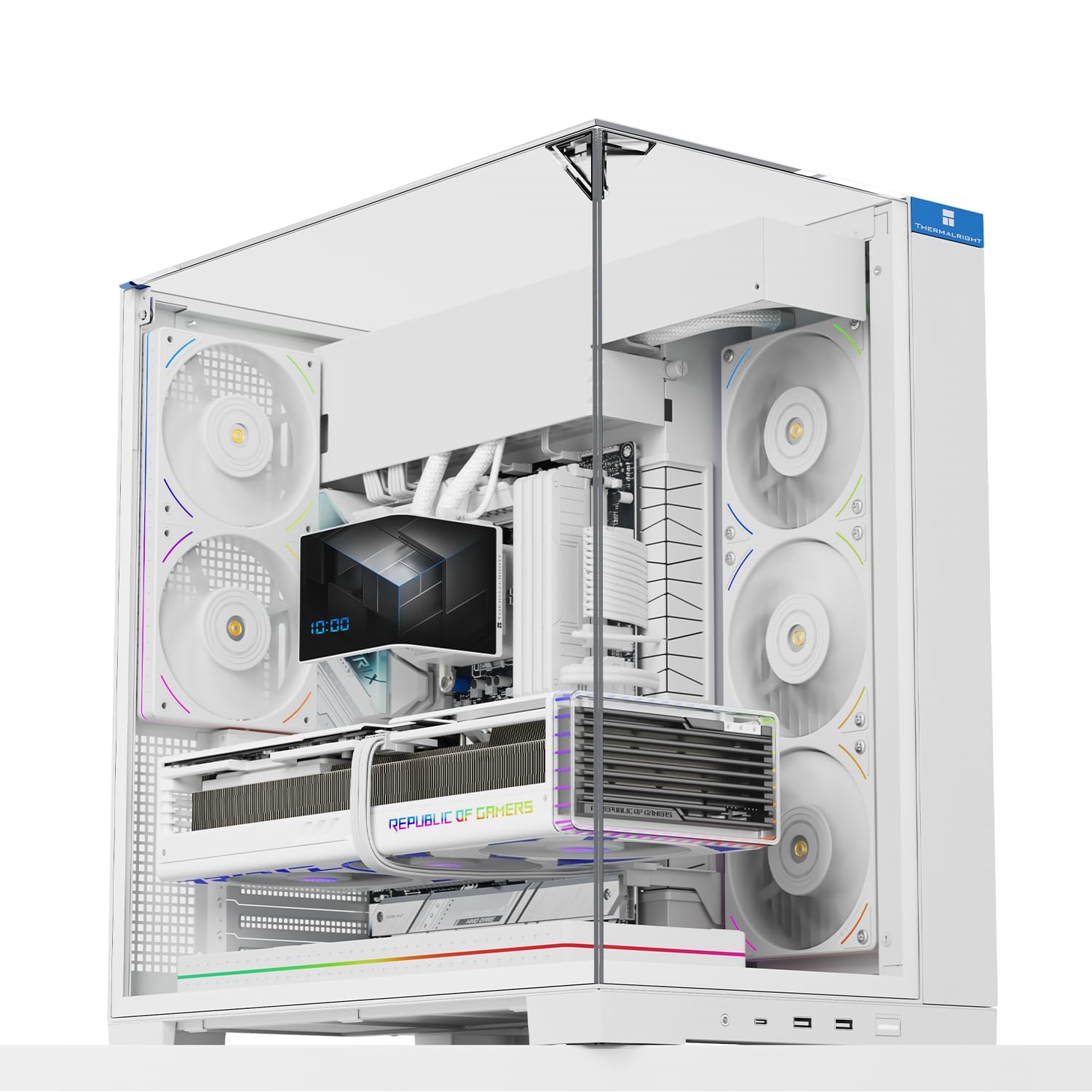 TR Caja de ordenador blanca A70, de malla de alto rendimiento, ventilación y montaje de disco duro múltiple, ideal para el montaje DIY y estaciones de trabajo profesionales, con excelente disipación