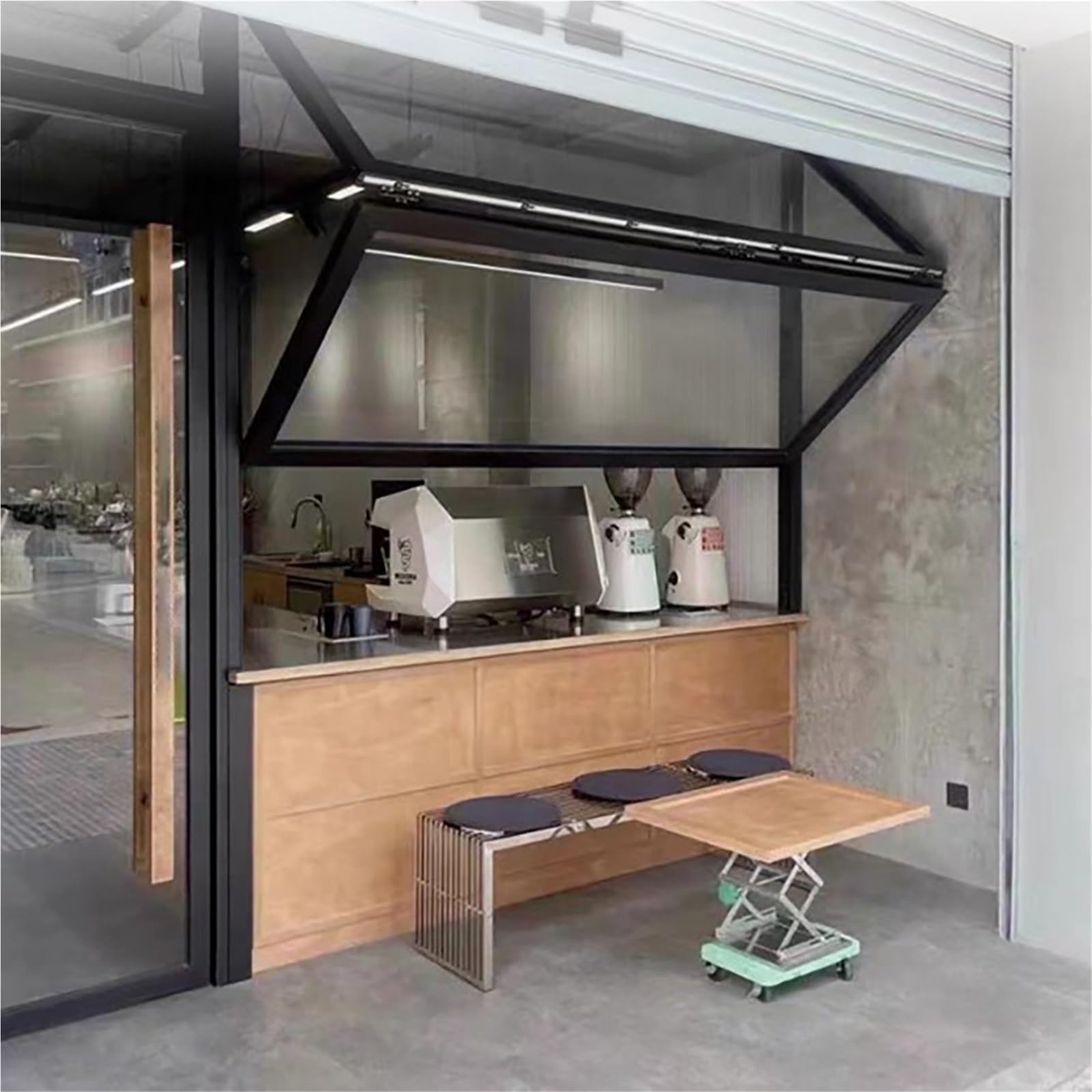 Poignée de verrouillage de fenêtre pliante en alliage d'aluminium personnalisée pour distributeurs et cuisines commerciales (66 x 76 cm)