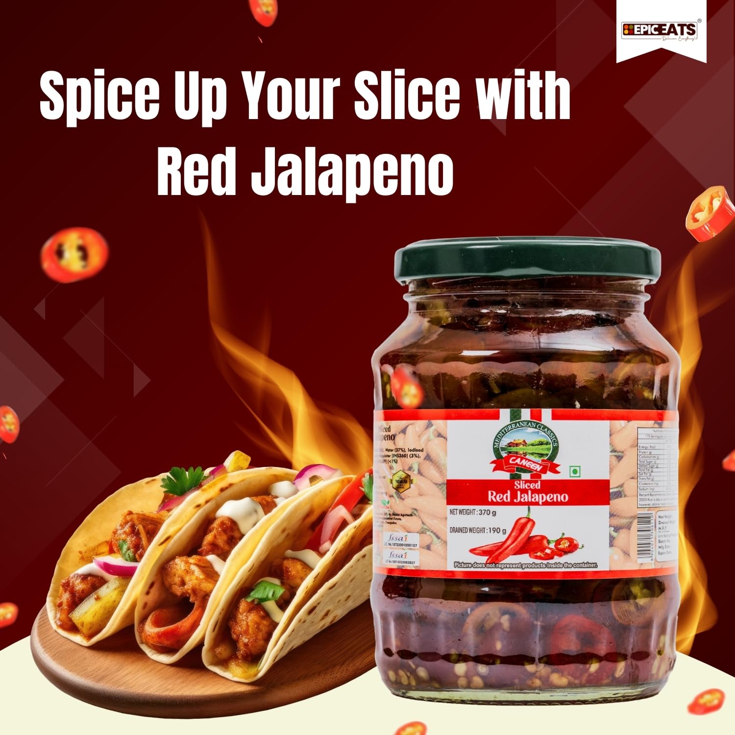 CANEEN Red Jalapeno Slices 370gm I 100% Vegan I Ready-to-Eat Fibre-Rich Topping for Pizza, Pasta, Snacks and Salads | Non-GMO (Pack Of 1) 4