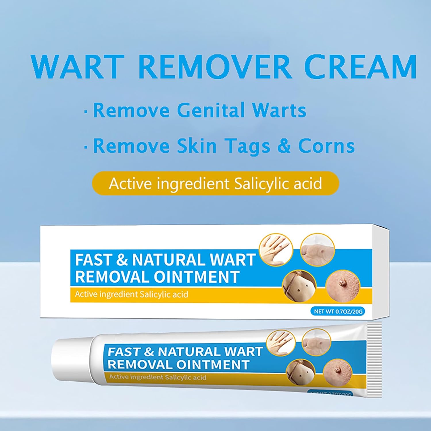 Wart Remover Cream with Salicylic Acid, Freeze Off Fast-Acting Wart Remover Ointment for Warts, Plantar Warts, Common Warts, Flat Warts, Corns, Calluses - Image 2