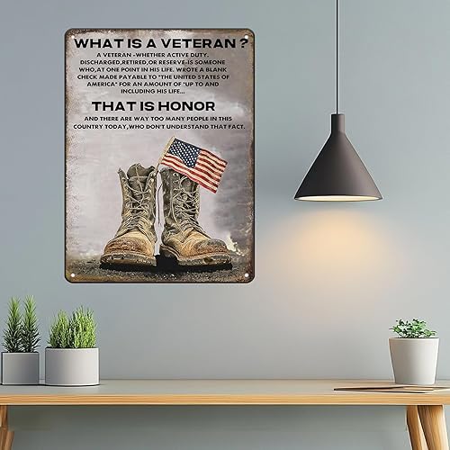Miniatura 6 de KIYOYO Letreros de lata vintage con texto en inglés "What Is A Veteran", póster de soldado, póster retro divertido de metal, póster vintage para