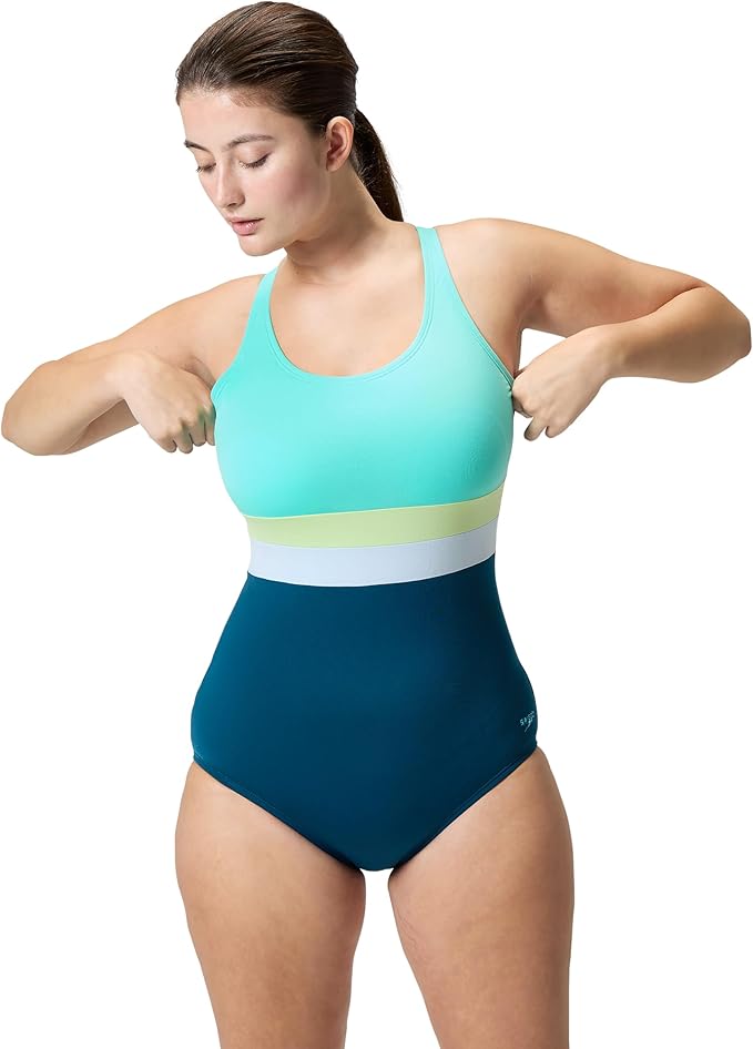 Speedo Women's Swimsuit One Piece Sweetheart Moderate Cut