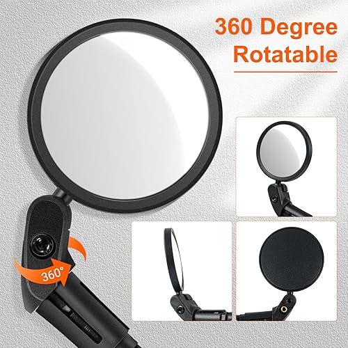 Miniatura 2 de Addmotor Bike Mirror,Bike Bar End Mirror, Adjustable 360Rotatable HD Glass Convex Lens Bicycle Rearview Mirror, Safe Cycling Rearview Mirror