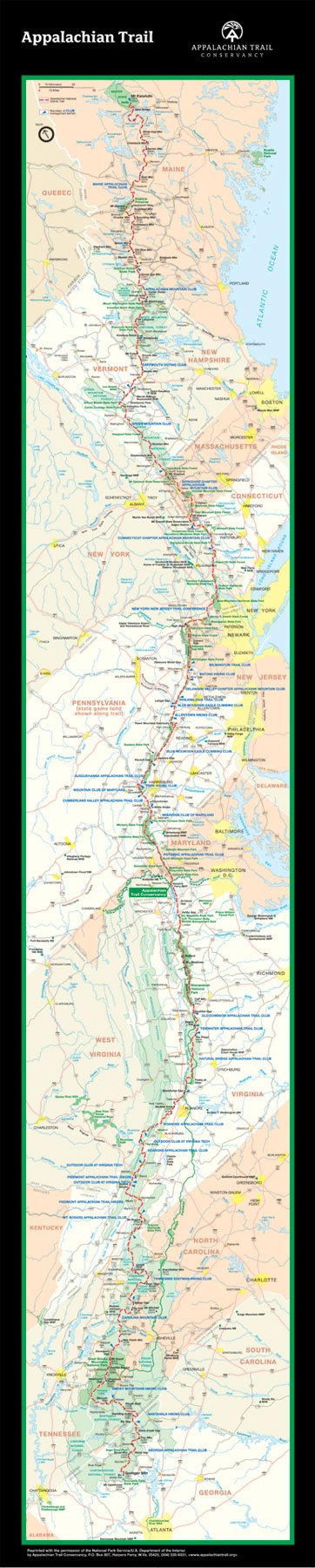 Appalachian Trail Strip-Map Poster