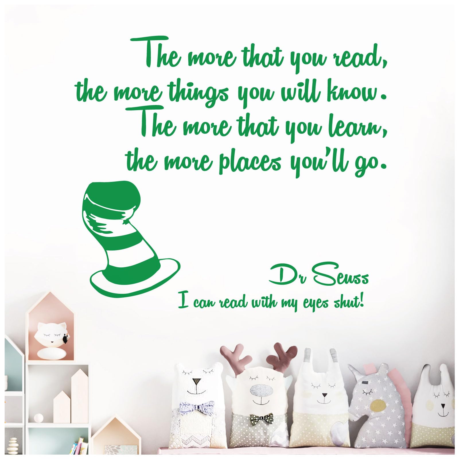 The More that You Read, the More Things You Will Know - Dr Seuss Book Quote Decal Wall Sticker [Medium] [Cactus]