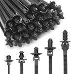 XINGO 100PCS Fir Tree Nylon Push Mount Cable Zip Ties, Heavy Duty Wire Ties, 2 in 1 Self Locking UV Resistant Assortment for Indoor Wire Tying (6.7"x0.27")