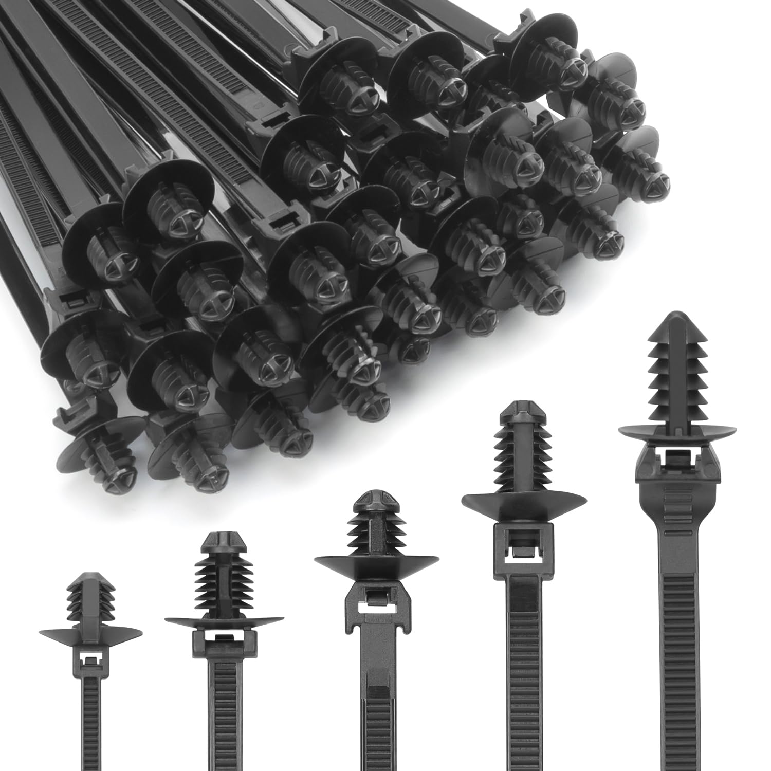 Amazon.com: XINGO 150 PCS Push Mount Zip Ties-5 Types, Nylon Car