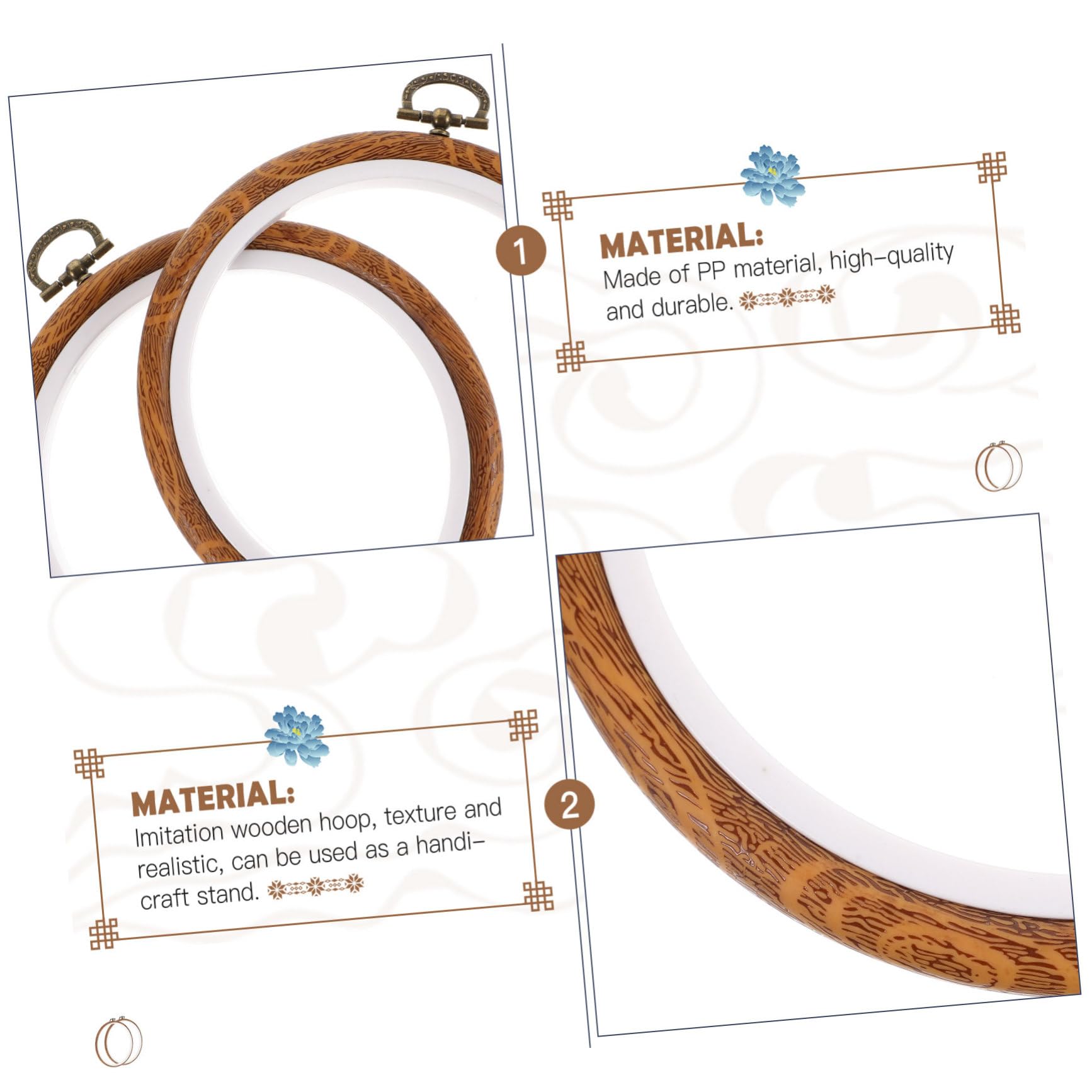 SHINEOFI 3 Set Di Telai Da Ricamo in Materiale Pp Rotondi Per Ricamo A Croce Robusti Retrò Per Decorazioni E Artigianato 2 Pezzi * 3