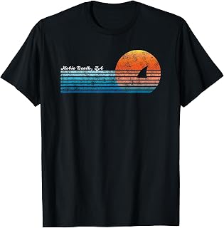 Vintage Hobie Beach Retro 80s Shark Fin Sunset T-Shirt