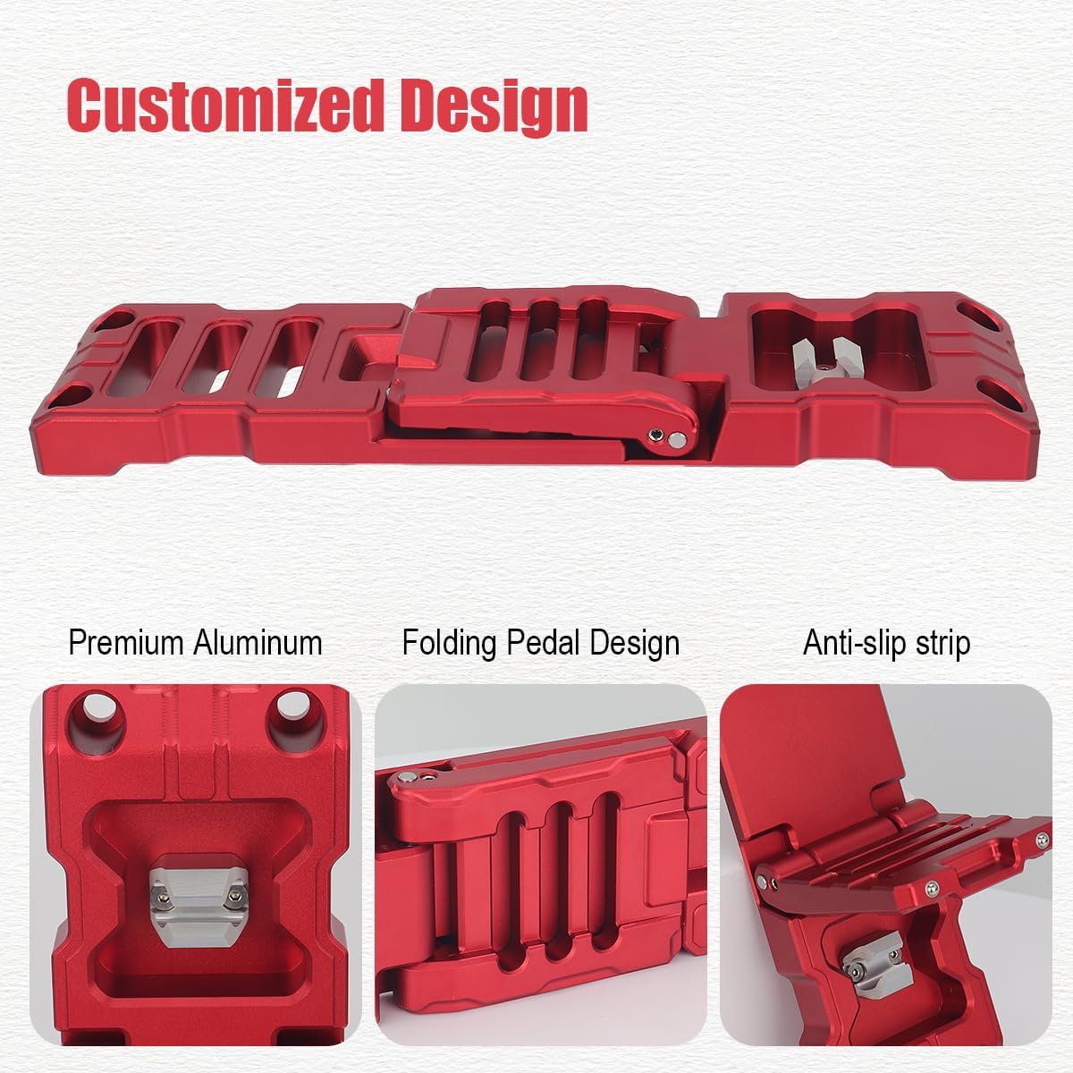 Side Door Hinge Foot Step Compatible with 2007-2024 Jeep Wrangler JK JKU JL JLU & Gladiator JT, Aluminum Alloy Folding Foot Pedal, Door Hinge Step with Bottle Opener 1 Pack (Red)