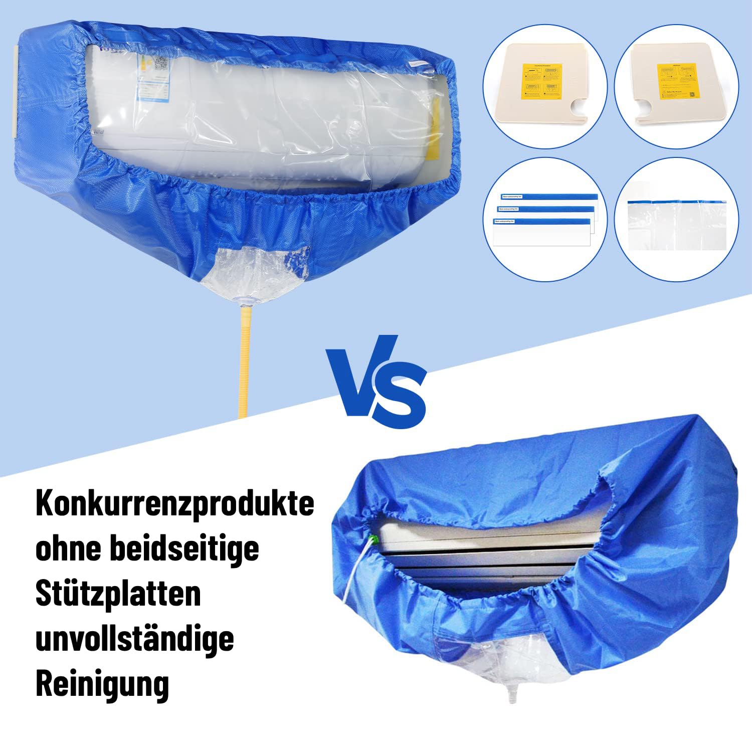 Split-Klimaanlagen Reinigungs-Set mit Wasserablaufschlauch, Wandmontage Klimagerät Schutzhaube, Auffangbeutel für Wartung & Reinigung, wasserdichte Staubschutzhülle
