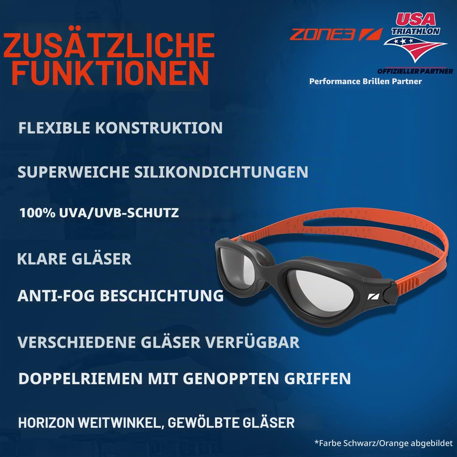ZONE3 Venator-x Swimming Goggles, Black Gold, One Size