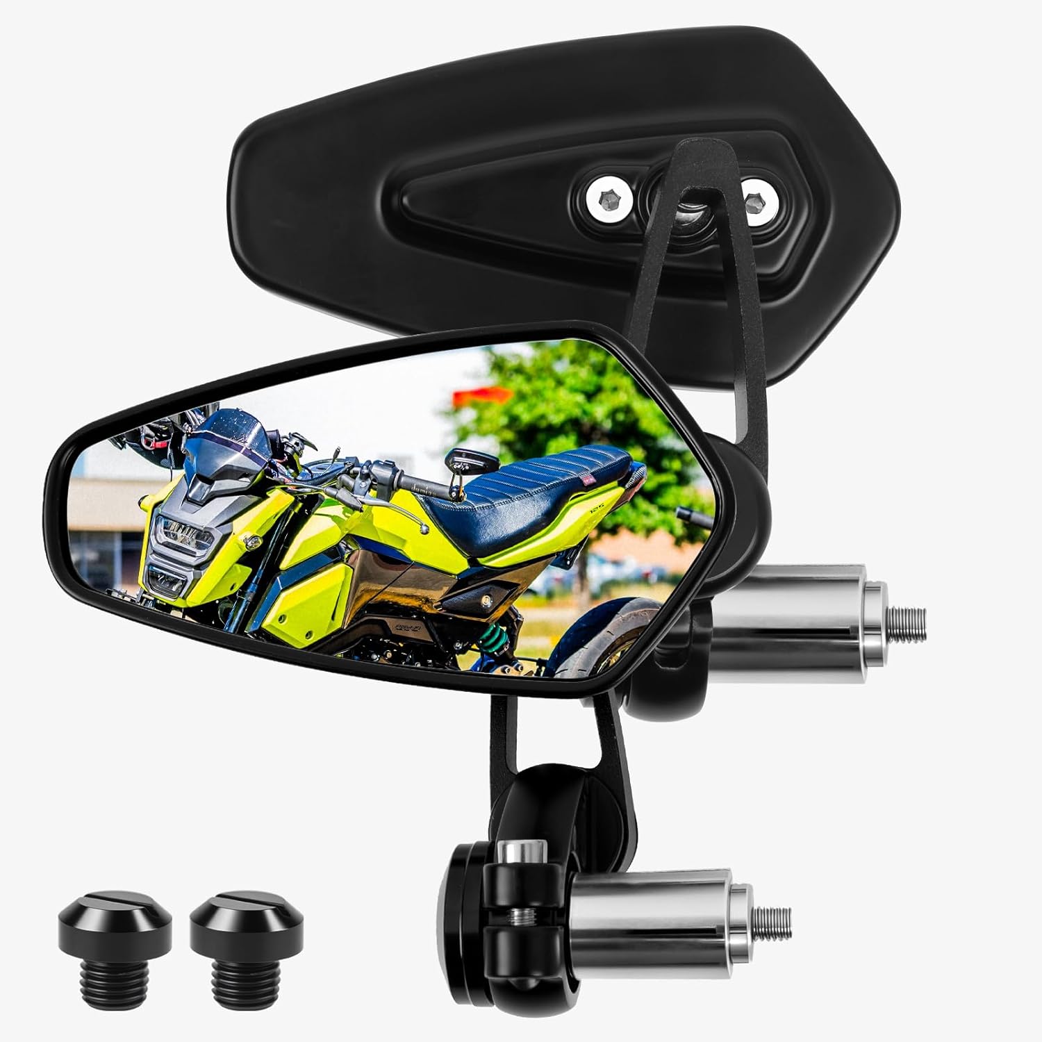 Motorcycle Mirrors for Handlebars, 7/8" Bar End Mirrors Include Mirror Plugs Compatible with Honda Grom MSX125 Z650 Z125 pro Z750 Z800 MT-07 MT-03 MT-09 FZ-07 FZ09 FZ8 FZ6R0 GSX-S125 (Black)