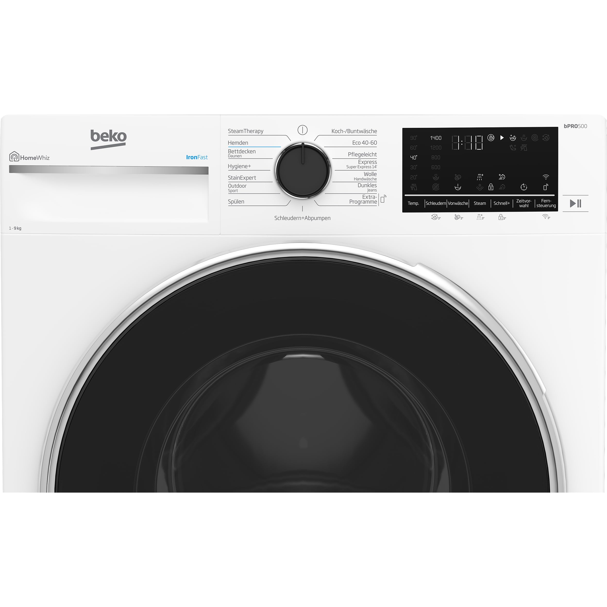 Beko Waschmaschine 9kg 1400 U/min Dampffunktion AquaWave Schontrommel B5WF69410W Weiß