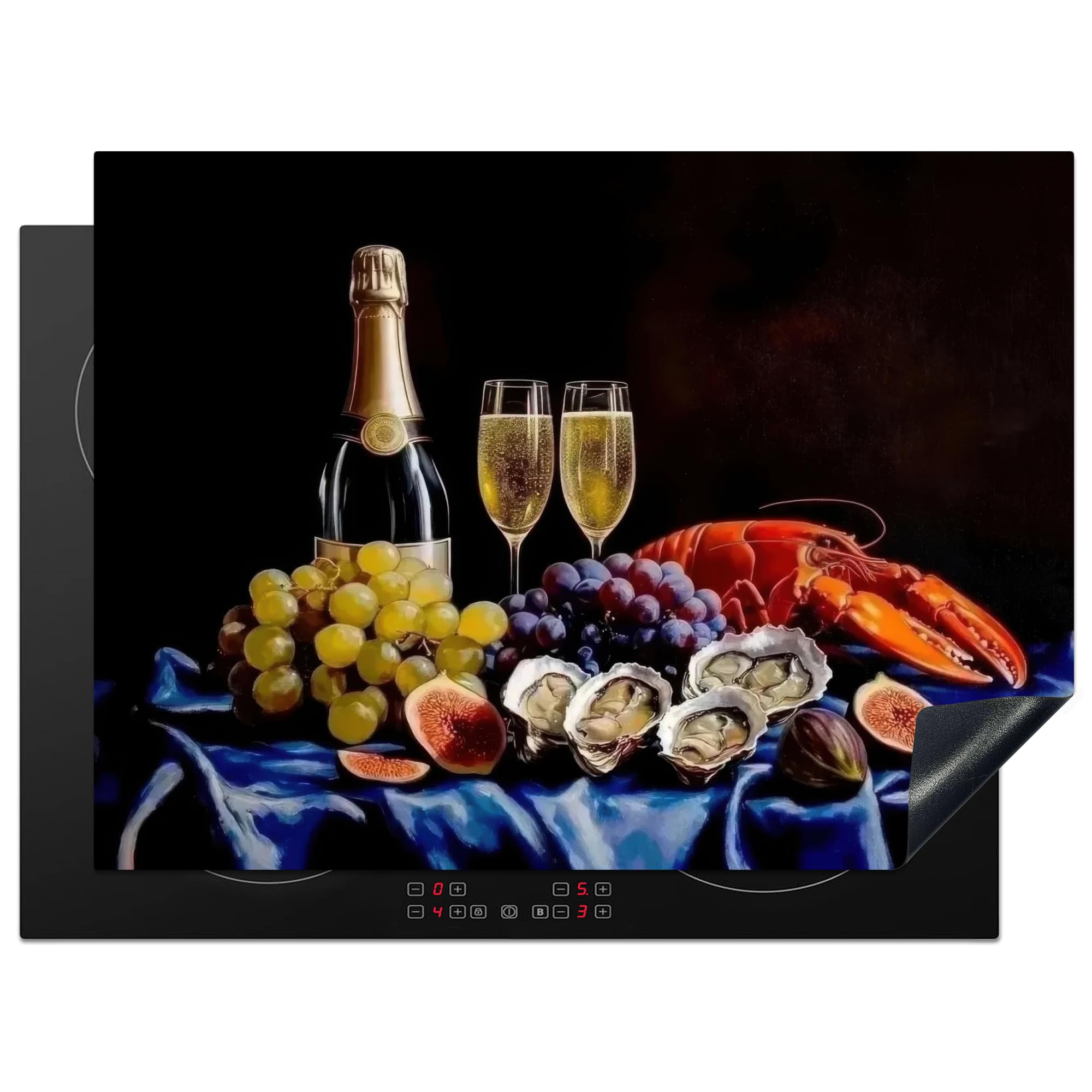 KitchenYeah© Induction Hob Protector Mat 20.5"x28" / 71x52 cm Stove Cap Top Cover Kitchen Cooker Covers for Electric Hobs Vinyl Champagne - Oysters