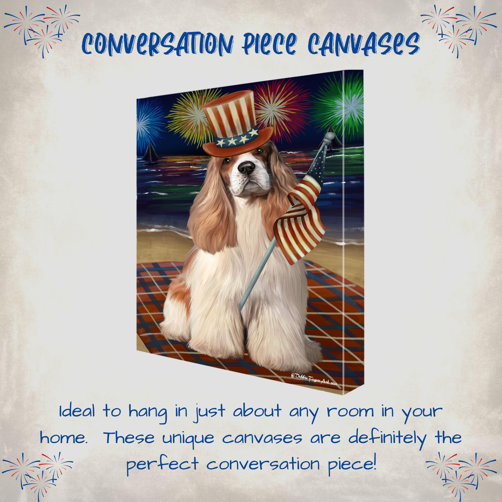 Amazon.com: 4th of July Fireworks Cocker Spaniel Dog Canvas Wall