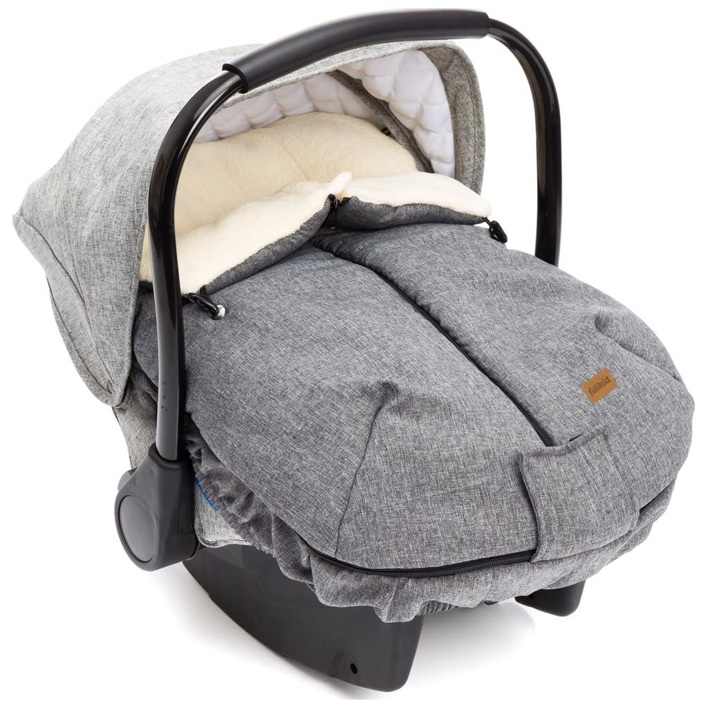 Fillikid Fußsack Sella für Babyschale und Babywanne aus weichem Fleece – Winter-Fußsack für Babys (geeignet für 3- und 5-Punkt-Gurt) – Schwarz (Product)