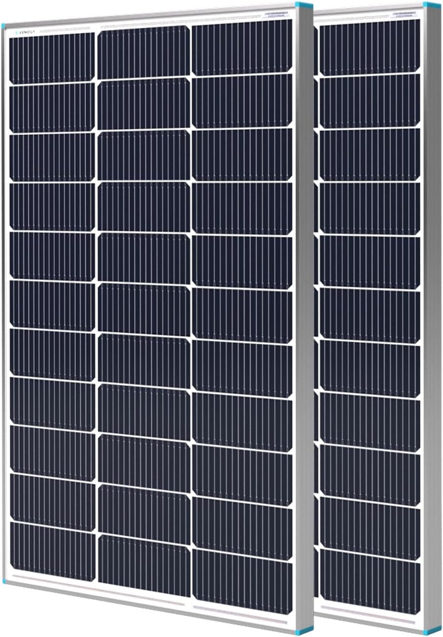 2 Packs 100W 12V Monocrystalline Solar Panel, Compact Design 42.2 X 19.6 X 1.38in, High Efficiency Module PV Power for Battery Charging Boat, Caravan, RV and Any Other Off Grid Applications