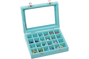 Ivosmart Velvet Glass Jewelry Organizer Holder Earring Case