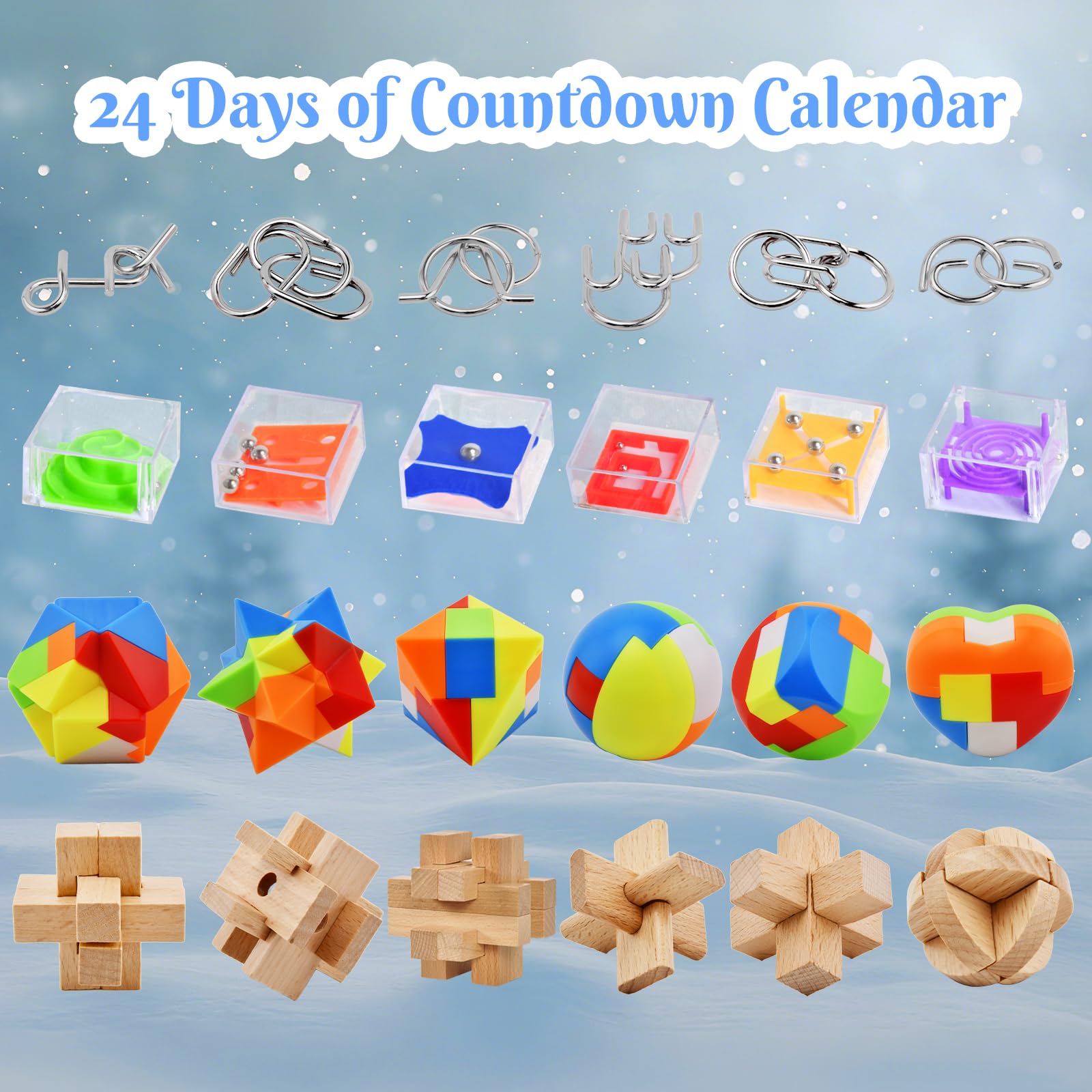 Calendario dell'Avvento Puzzle di Natale 2024, puzzle per adulti, bambini, conto alla rovescia a 24 giorni per adolescenti, ragazze, ragazzi, regali