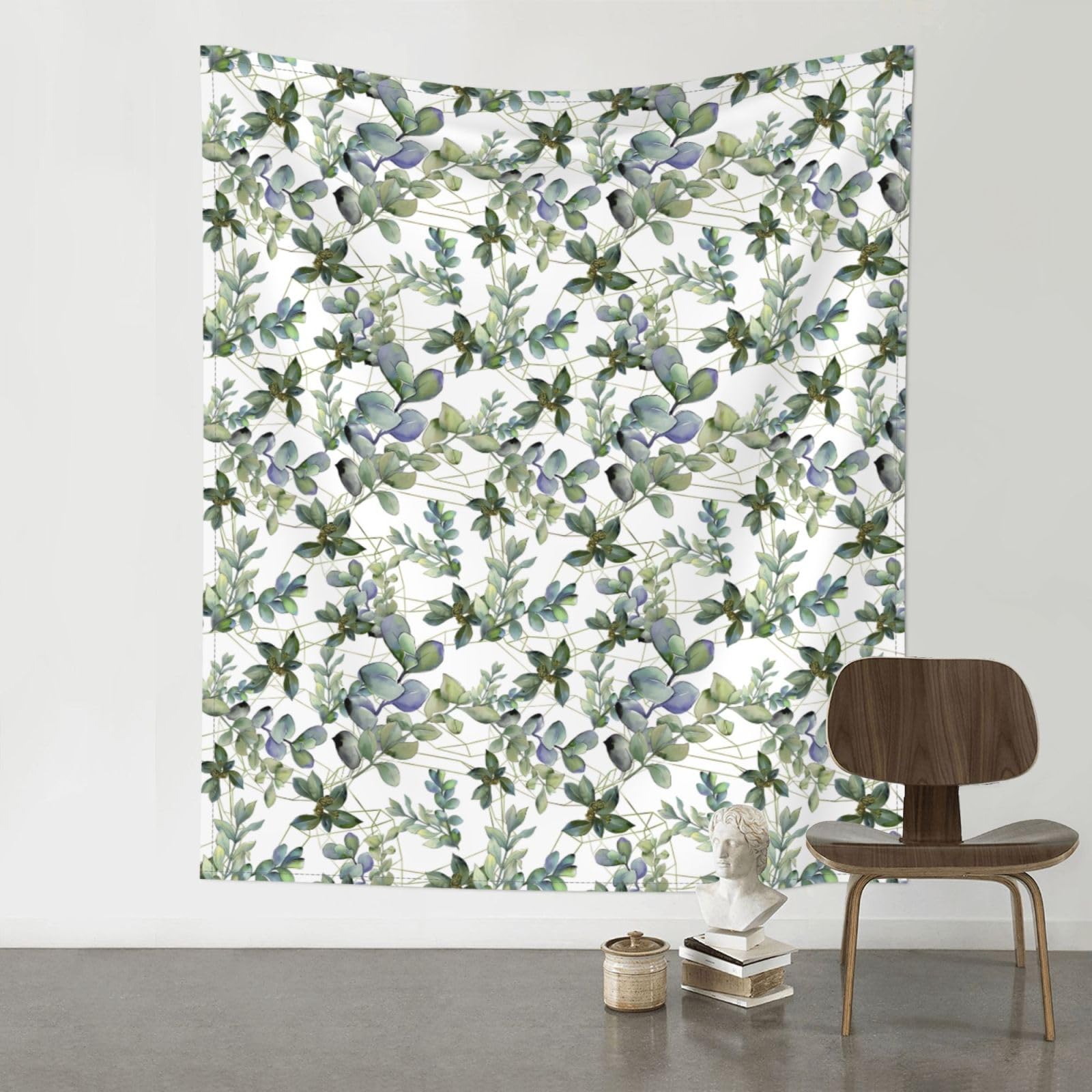 YYHHAOFA Green Eucalyptus Leaves Prints 60x51in Wall Tapestry – Durable Polyester Throw for Dorm, Beach, & Home Decor