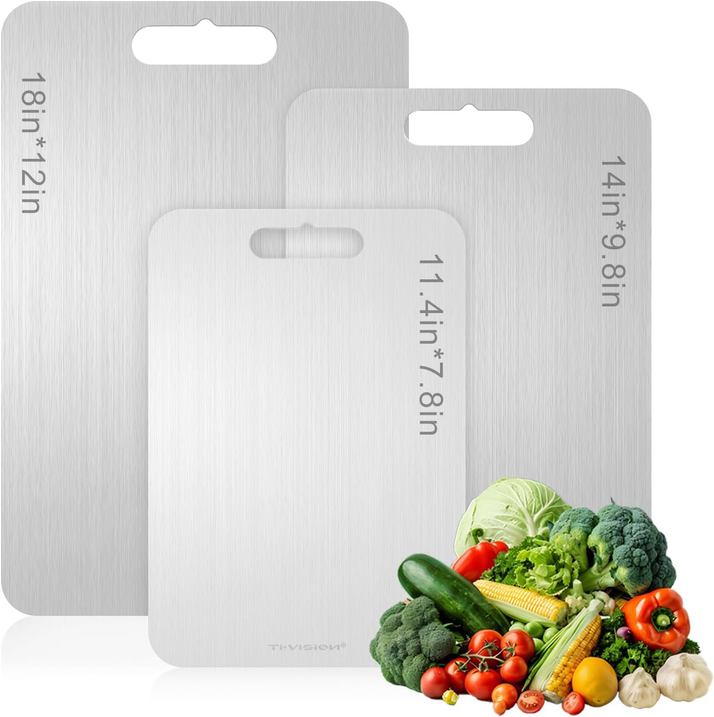 Pure Titanium Cutting Board for Kitchen Grade 1 Titanium Metal Chopping Board, Ultra-Thin 0.04inch, Knife-Friendly, Easy to Clean, 3 Sizes (Large/Medium/Small)