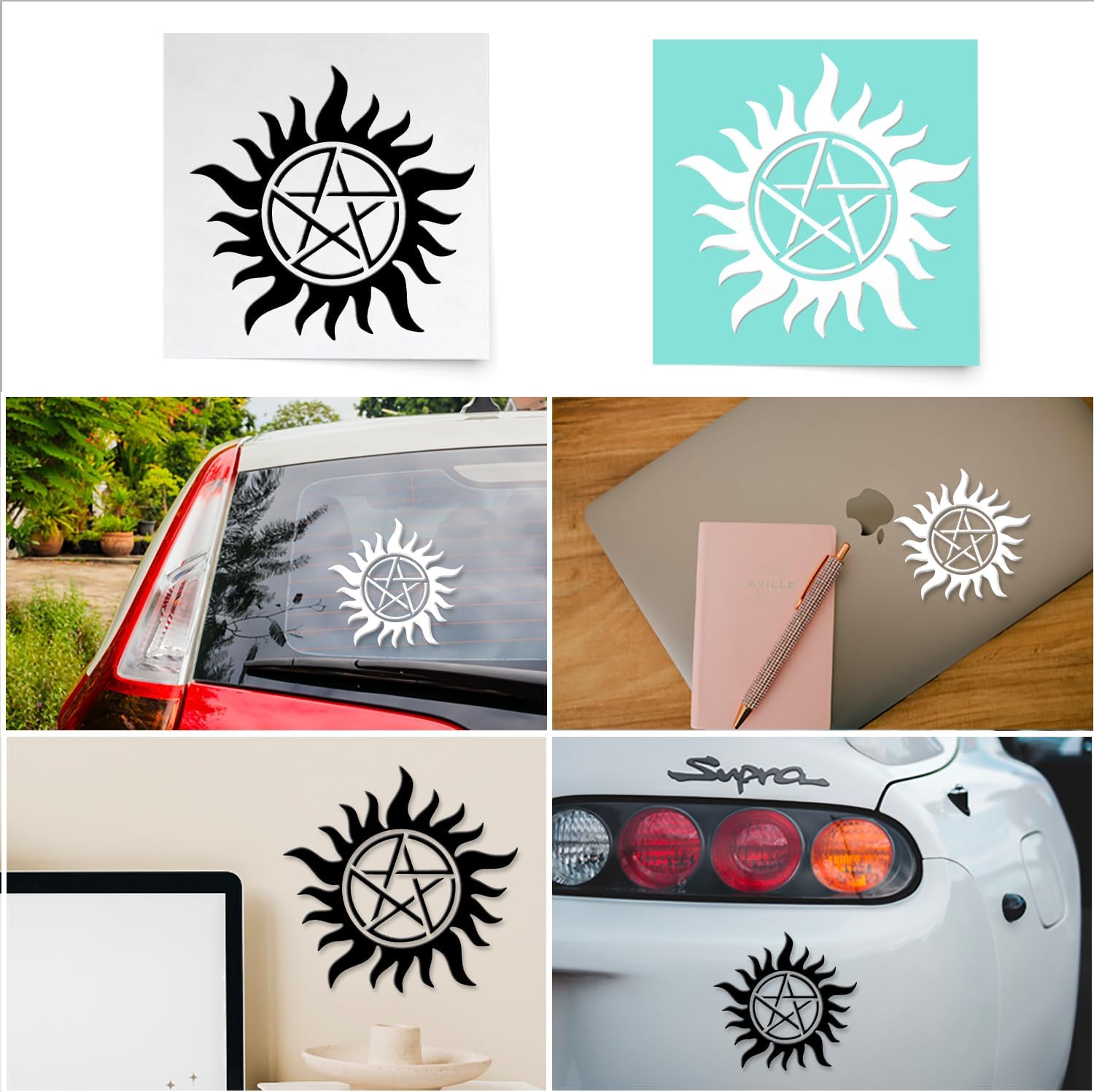 (2 Pcs, 5'' x 4.8'', 1 Black, 1 White) – No Background – Durable and Waterproof of Anti Demon Possession Symbol Sticker Decal for Laptops, Water Bottles, Cars, Trucks, Wall Ideal Gift image 4