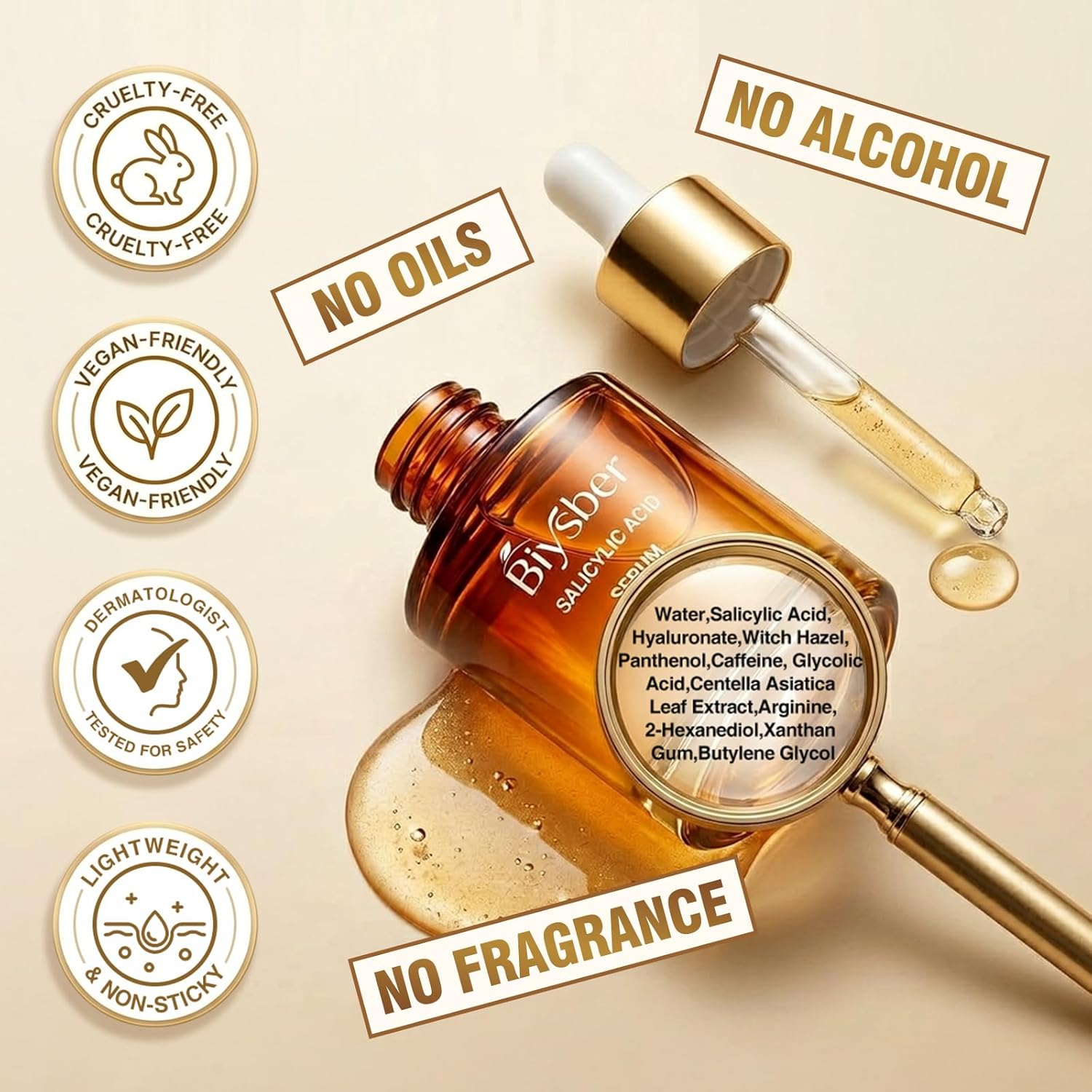 Salicylic Acid 2% Serum Solution for Face: Gently Exfoliating Facial Serum for Acne,Blackhead & Open Pores & Reduces Excess Oil - Hydrating& Soothing Skin Care Serum for Acne Prone&Oily Skin