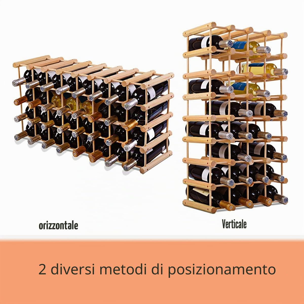 GIANTEX Scaffale Porta Bottiglie di Vino Fino a 40 Bottiglie, Cantinetta in Legno di Pino, 5 Ripiani, 44,5x24x86 cm, Materiale Ecologico, Colore Naturale