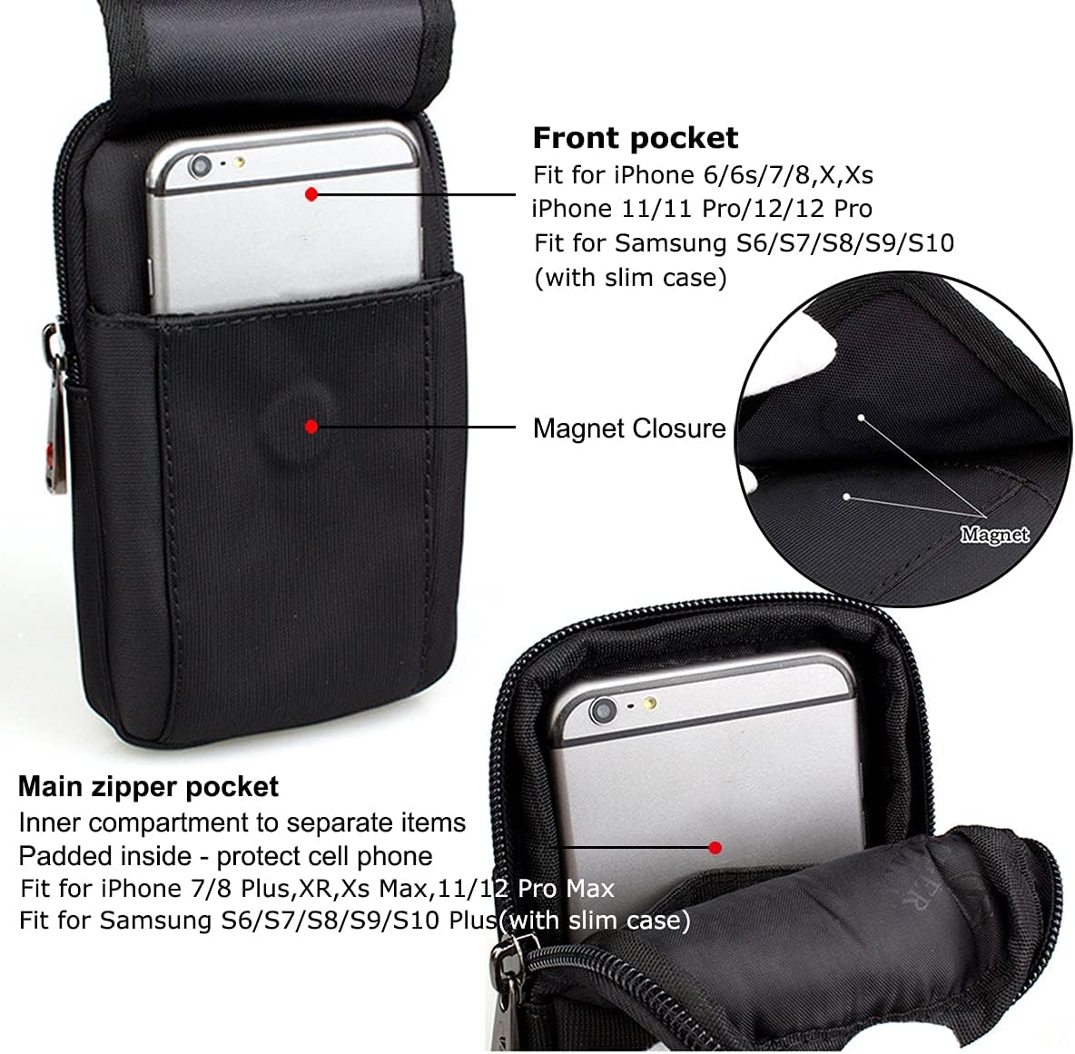 Blасk Frіdау - 50% оƒƒ Canvas Cell Phone Holster with Belt Loop Magnetic Cover Belt Clip Pouch Compatible for iPhone 13 Pro Max, 12 Pro Max, 11 Pro Max, Samsung Galaxy S22 Ultra S20+ S10+ with Rugged Phone Case on, Black Prоmо 40% оƒƒ Canvas Cell Phone Holster with Belt Loop Magnetic Cover Belt Clip Pouch Compatible for iPhone 13 Pro Max, 12 Pro Max, 11 Pro Max, Samsung Galaxy S22 Ultra S20+ S10+ with Rugged Phone Case on, Black