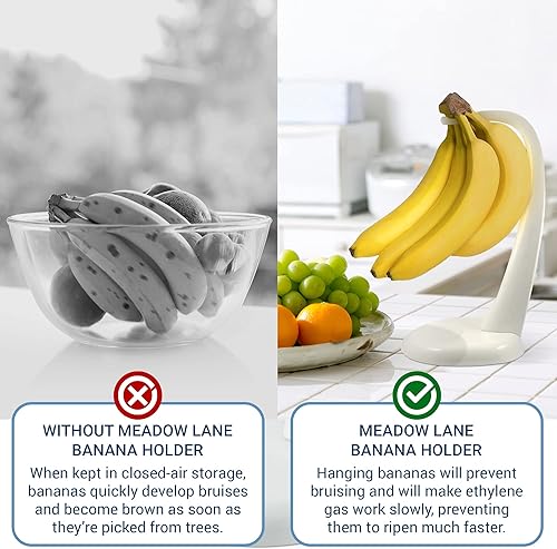 Miniatura 6 de Meadow Lane Soporte para plátanos, colgador de frutas de plástico blanco sin BPA para frescura, artículo de almacenamiento de cocina, 1 paquete