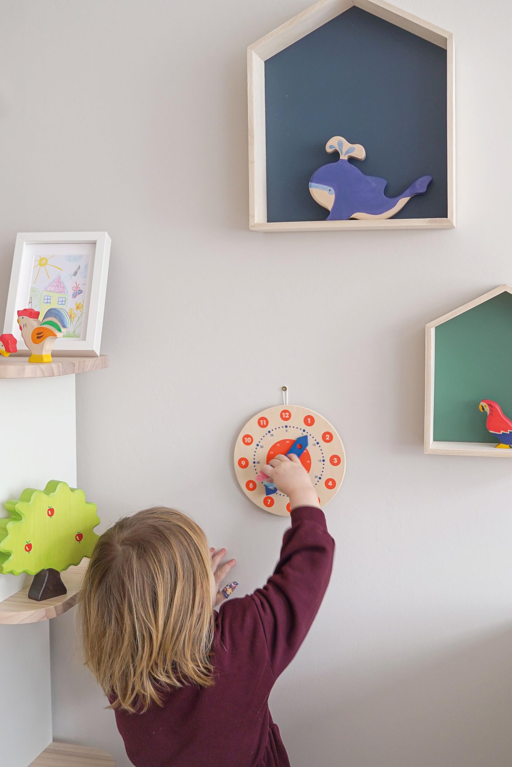 Lernuhr: Ø 18 cm, Holz, per Stück