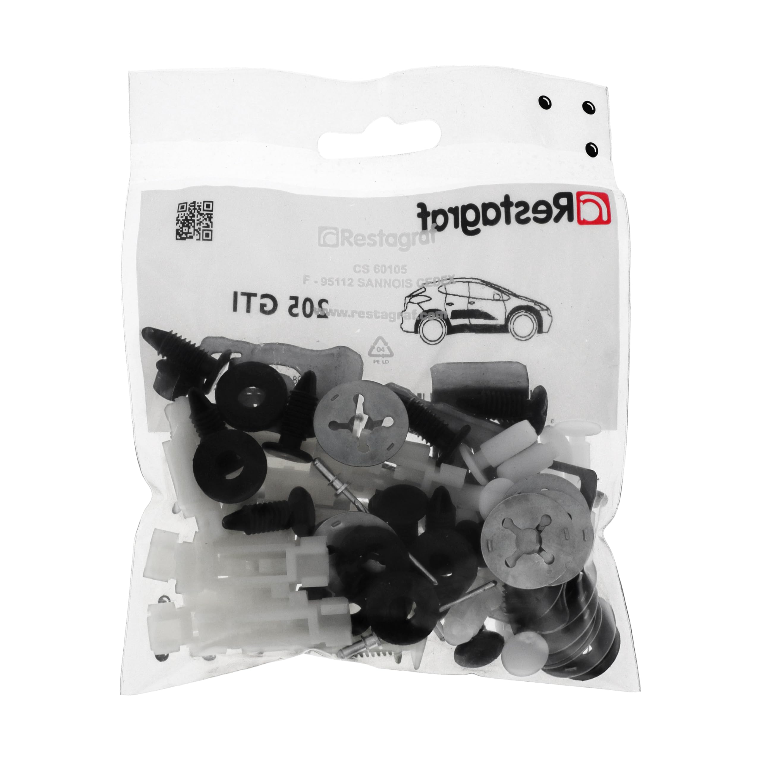 Restagraf - Kit de Fixations pour Moulures Latérales 205 GTI Toutes Versions (03/1984 à 01/1994) - Kit Complet pour Réparation ou Remplacement - Réf. 604010X
