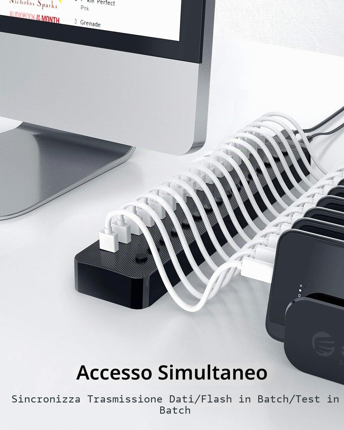 ORICO HUB USB 3.0 Attivo 16 Portes Alimentato 78W Alimentazione 12V / 6.5A con Alluminio Interruttore ON/OFF Individuale per Computer Desktop, PC, iMac, HDD Mobile, Unità Flash, Ricarica IiPad