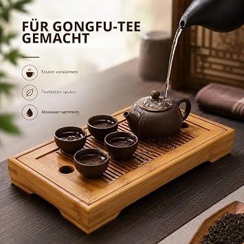 Chinese Tea Tray Small Japanese/Chinese Tea Service Tray 27 x 14 cm Drainage Tea Tables Serving Tray Traditional Kung Fu Tea Tray for Tea Service/Tea House/Tea Lovers Gift