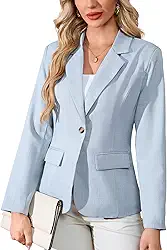 Blazer feminino de manga comprida, frente aberta, negócios, casual, slim fit
