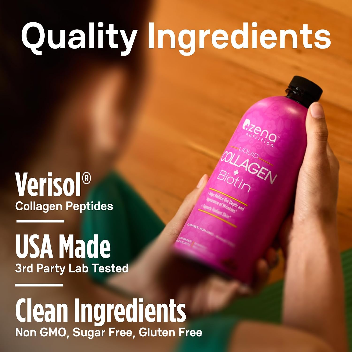 Zena Nutrition Premium Liquid Collagen for Women, Healthier Your Skin, Hair & Nail, Verisol Collagen Liquid, Biotin and Collagen Supplements for Women - 20oz thumbnail