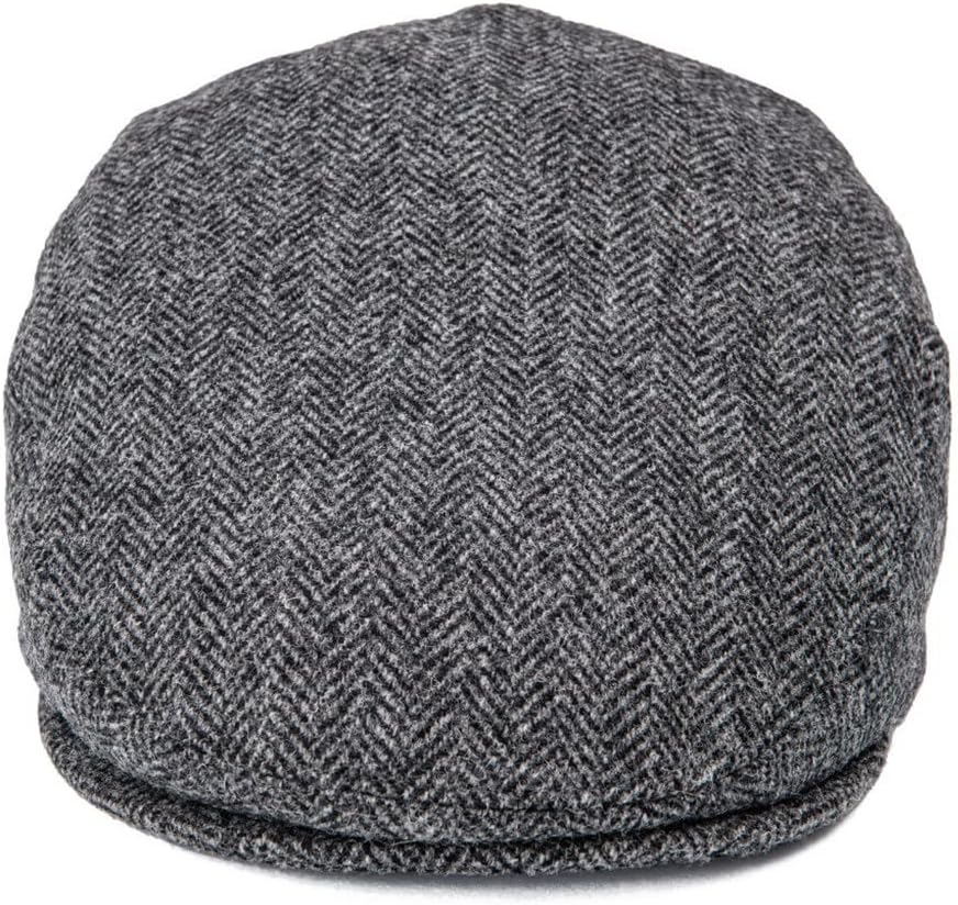 Wool Ivy Cap Herringbone Flat Caps Tweed Plaid Gray Khaki Cabbie Newsboy Driving Hat