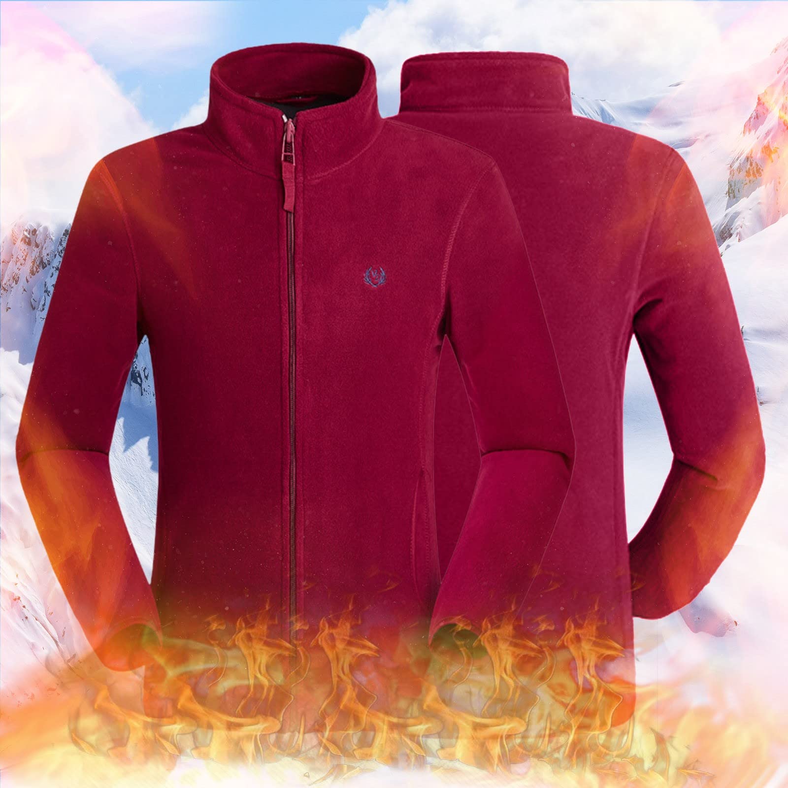 Polaire Homme Veste Sweatshirt Chaude Manches Longues Hiver Zippé Blouson Fleece Gilet avec Poches De Randonnée Jacket