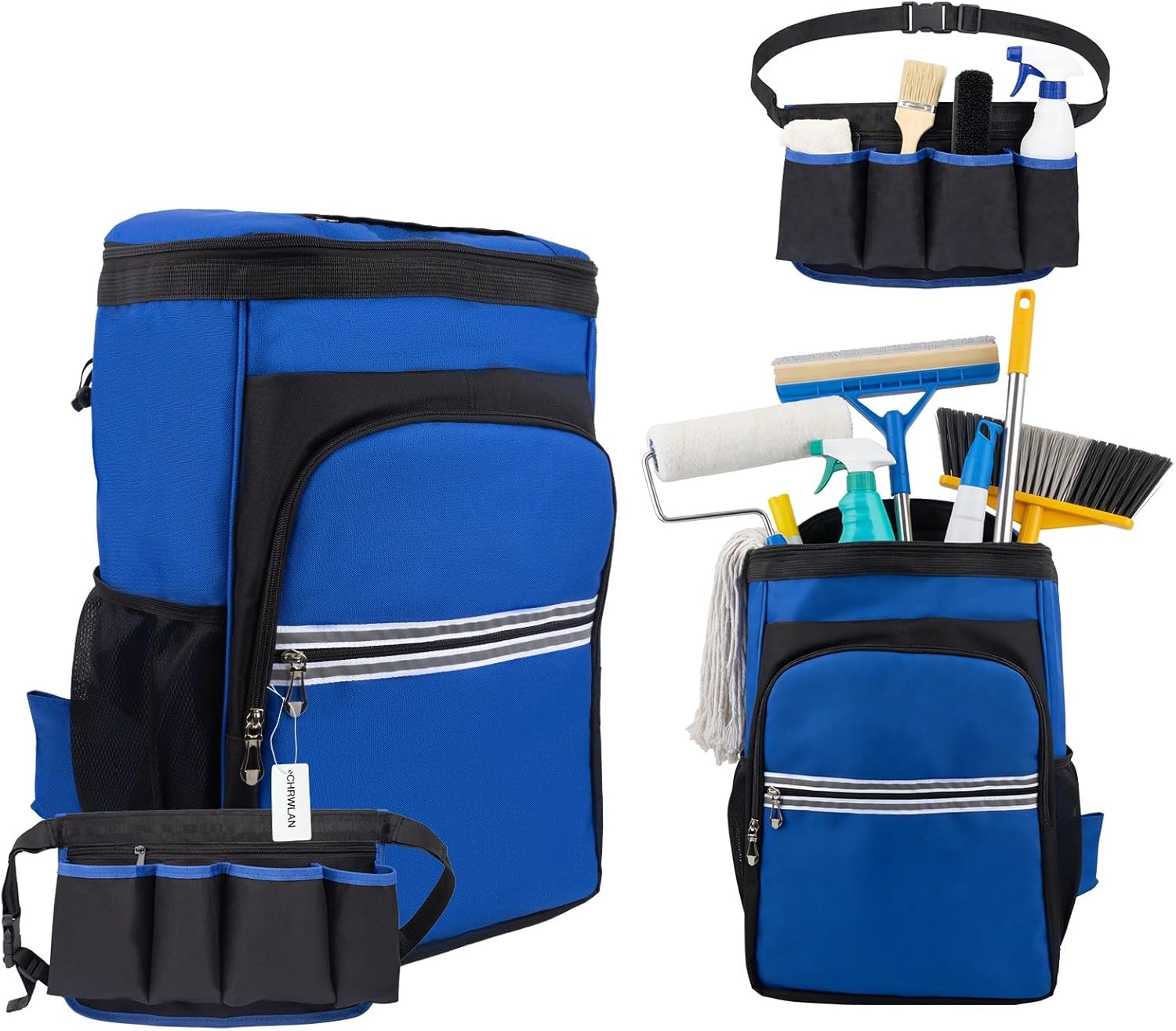 Cleaning Tool Backpack & Belt Set - Large Capacity Multi-Pocket, Durable Reinforced Material, Hands-Free for Housekeepers Cleaners Gardeners | Ideal for Housekeeping Car Cleaning Household Maintenance
