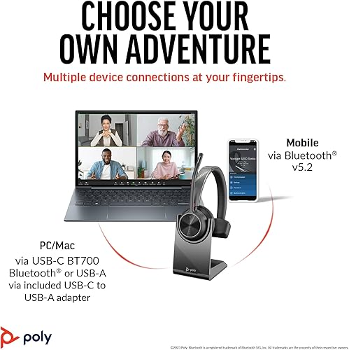 Miniatura 5 de Poly Voyager 4310 UC - Auriculares inalámbricos y soporte de carga (Plantronics)  Auriculares Bluetooth de un solo oído con micrófono de cancelación