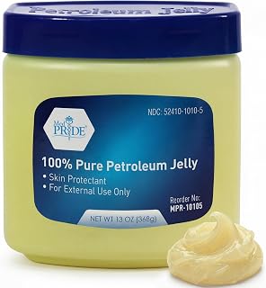 MedPride 100% Pure White Petroleum Jelly 13oz - Hypoallergenic Skin Protectant for Dry Skin, Cracked Hands, Chapped Lips, Cuts, Burns & Diaper Rash