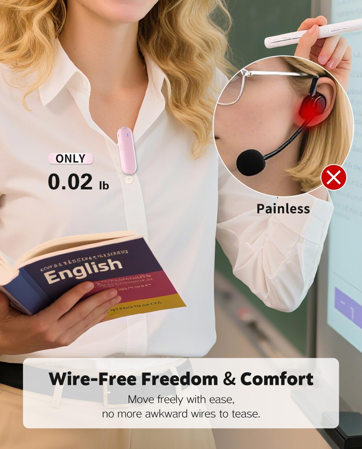 Tearstone Voice Amplifier for Teachers with Wireless Magnetic Lavalier Microphone, Bluetooth Portable Rechargeable Speaker, 2 Mics for Classroom, Meetings, Speeches, Outdoor (Pink) - Image 2