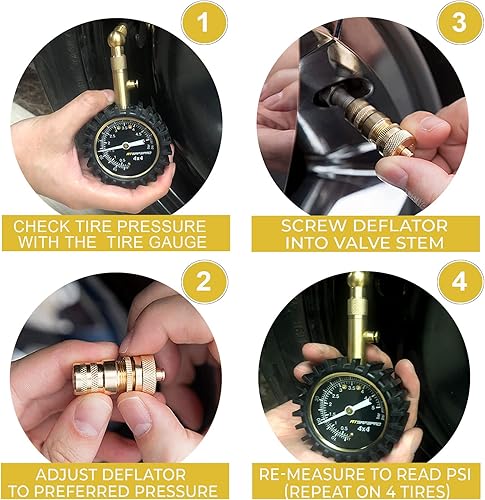 Miniatura 5 de Desinfladores de neumáticos y manómetro de neumáticos de 75 PSI, deflectores automáticos ATsafepro de neumáticos con medidor de neumáticos adecuados