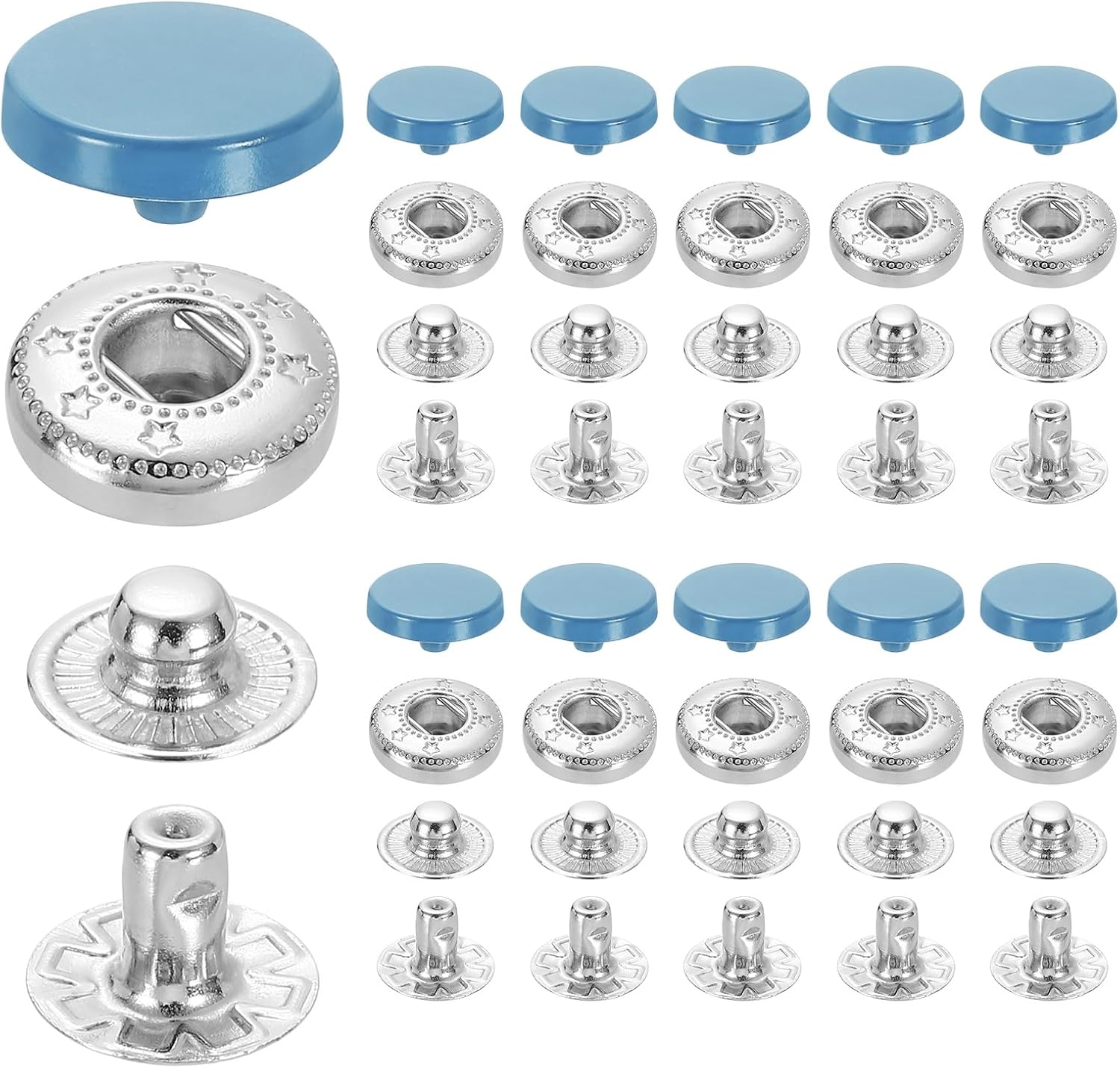 uxcell 20 Set Snap Fasteners, 12mm #633 Zinc Alloy Press Studs Buttons Popper Stud Cap for Clothing Jeans Jackets Leather Sewing Repairing, Red